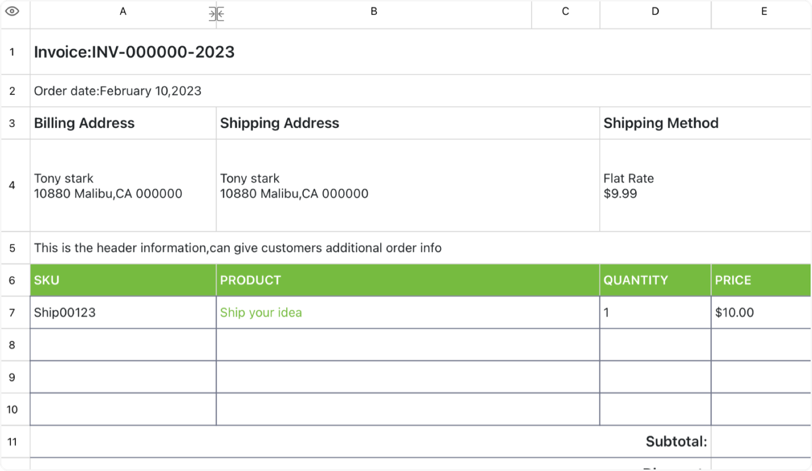 Enterprise invoice
